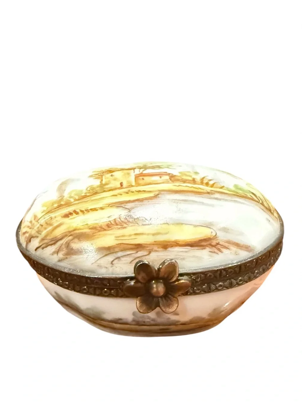 Antique c.1900 Hand Painted Porcelain Trinket Box | Late Victorian Edwardian